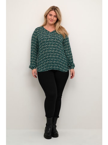 KAFFE curve Langarm-Bluse KCkerry in Green Flower and Leaf Print