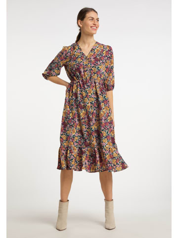 Usha Damen Midikleid Mit Blumenprint in Grün Mehrfarbig