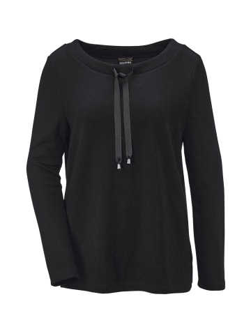 GOLDNER Sweatshirt mit halsfernen Kragen und Tunnelzug in schwarz