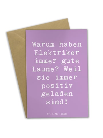 Mr. & Mrs. Panda Grußkarte Spruch Positiver Elektriker mit Spruch in Lavendeltraum