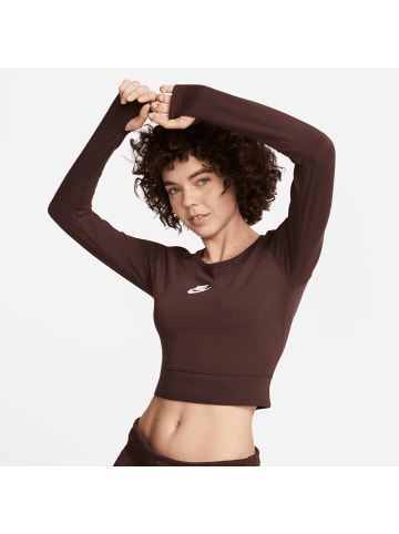 Nike Sportswear Longsleeve Crop Top Dance in braun