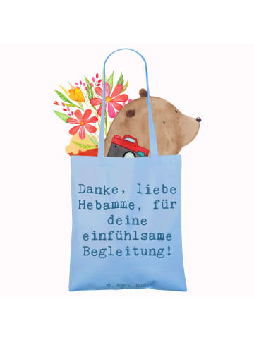 Mr. & Mrs. Panda Stoffbeutel Spruch Liebe Hebamme mit Spruch in Sky Blue