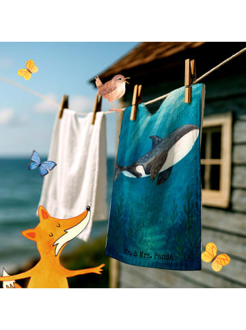 Mr. & Mrs. Panda Gästetuch Orca Design ohne Spruch in Weiß