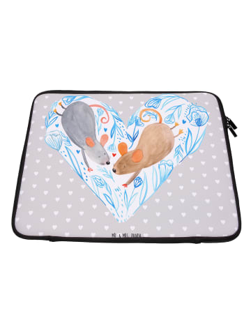 Mr. & Mrs. Panda Laptop Tasche Mäuse Herz ohne Spruch in Grau Pastell
