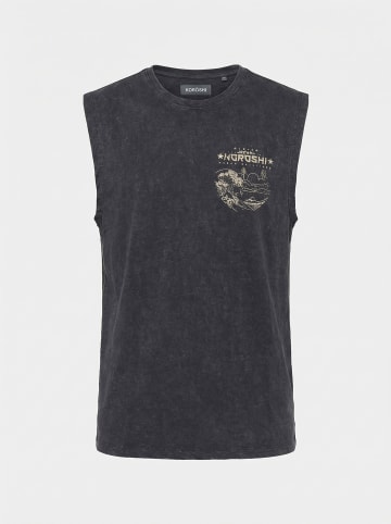 KOROSHI Herren t-shirt boxen baumwolle druck in Schwarz