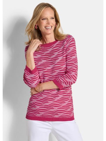 GOLDNER Baumwollpullover mit Wellenstruktur in pink / gemustert