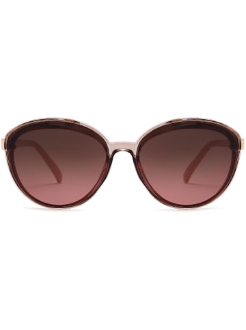 styleBREAKER Ovale Sonnenbrille in Transparent-Rose / Grau-Violett Verlauf