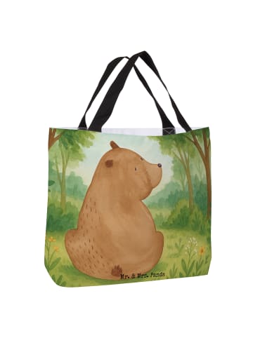 Mr. & Mrs. Panda Tote Bag Bär Schulterblick Design ohne Spruch in Weiß