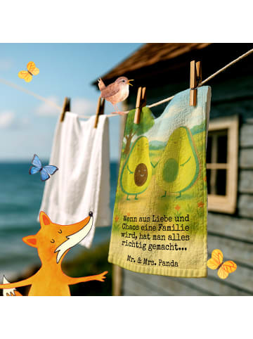 Mr. & Mrs. Panda Gästehandtücher Avocado Pärchen Design mit Spruch in Weiß