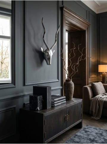 KADIMA DESIGN Deko Hirschgeweih S Aluminium Wanddeko Landhausstil Silber Metall