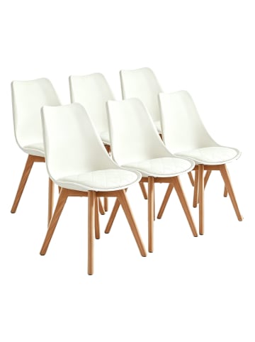 VASAGLE 6er-Set:Esszimmerstuhl in Weiß - (B)57 x (H)79 x (T)46.5 cm