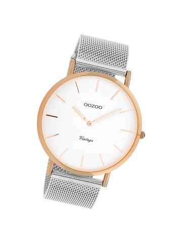 Oozoo Analog-Armbanduhr Oozoo Vintage Series silber groß (ca. 44mm)
