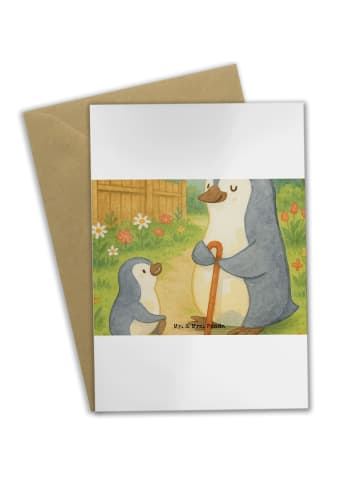 Mr. & Mrs. Panda Klappkarte Pinguin Opa Enkel Design ohne Spruch in Weiß
