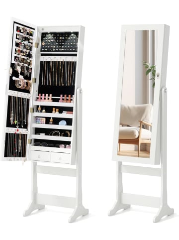 COSTWAY Freistehender Spiegelschrank in Weiß