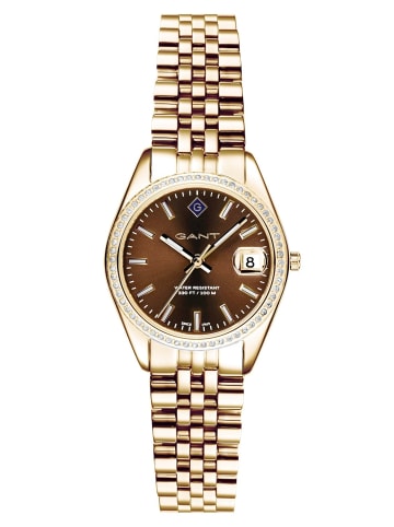 Gant Damen-Armbanduhr Sussex Mini Bijou Goldfarben/Braun