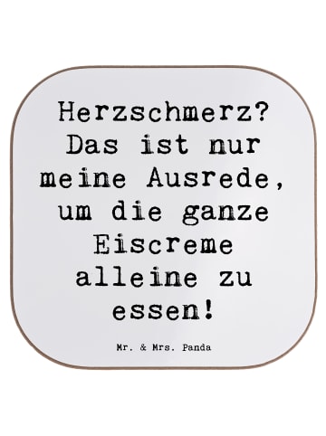 Mr. & Mrs. Panda Coaster Spruch Herzschmerz Eiscreme mit Spruch in Weiß