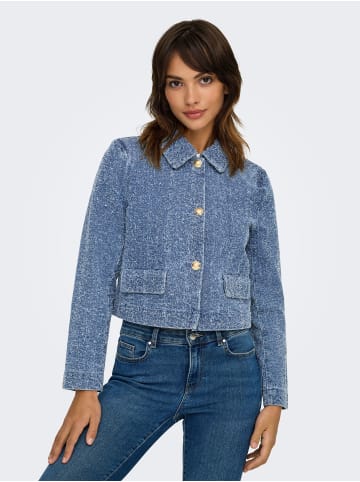 JACQUELINE de YONG Stylische Denim Jacke Jeansjacke mit Knopfleiste und Struktur in Blau-3