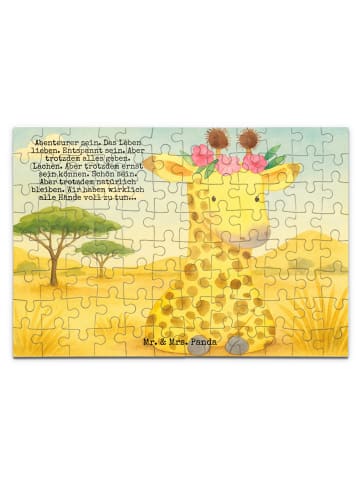Mr. & Mrs. Panda Puzzle Giraffe Blumenkranz Design mit Spruch in Weiß