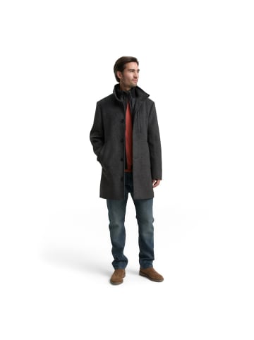 Tom Tailor Mantel in dark grey black herringbone