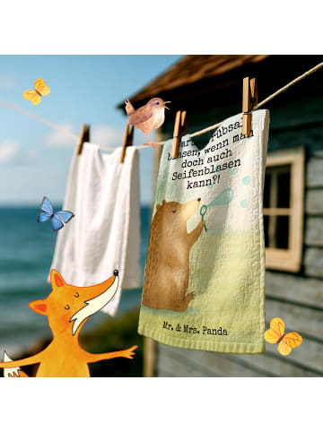 Mr. & Mrs. Panda Handtuch Bär Seifenblasen Design mit Spruch in Weiß
