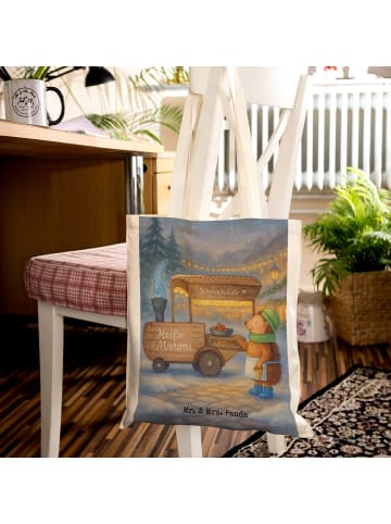 Mr. & Mrs. Panda Jutebeutel Igel Maronen Design ohne Spruch in Weiß