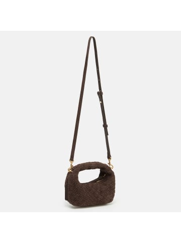 Les Visionnaires Greta Micro weave Handtasche Leder 20 cm in dark brown