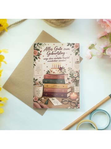 Mr. & Mrs. Panda Geburtstagskarte Bücher verspielt Design mit Sp... in Weiß