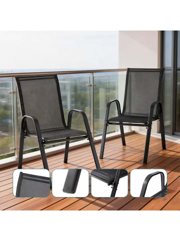 relaxdays 2 x Gartenstühle in Anthrazit - (B)56 x (H)90 x (T)65 cm