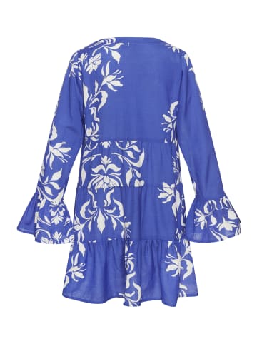 LASCANA Longbluse in royalblau-creme