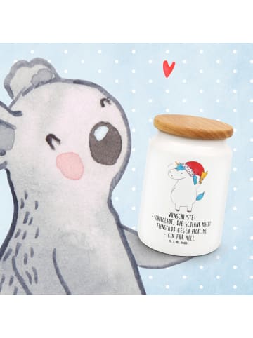 Mr. & Mrs. Panda Dose Einhorn Weihnachtsmann mit Spruch in Weiß