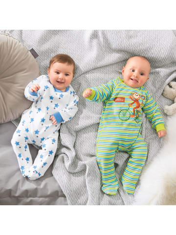 Erwin Müller Interlock-Jersey Baby-Schlafanzug 2er-Pack in grün/blau