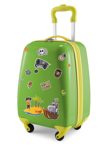 Hauptstadtkoffer For Kids - Kindertrolley mit Piratenaufklebern in Apfelgrün