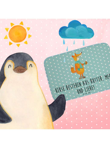 Mr. & Mrs. Panda Badezimmerteppich Fuchs Keks mit Spruch in Türkis Pastell