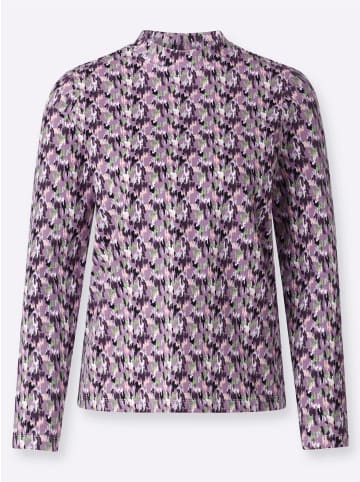 WITT WEIDEN Stehkragen-Shirt in violett-eucalyptus-bedruckt