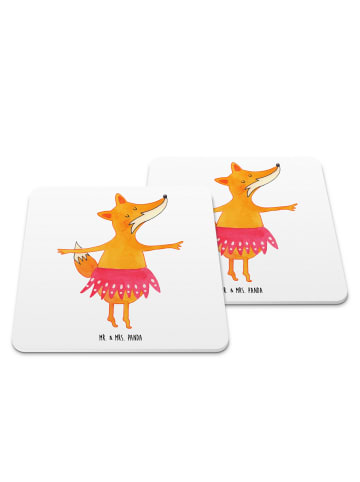 Mr. & Mrs. Panda Gläseruntersetzer Fuchs Ballerina ohne Spruch in Weiß