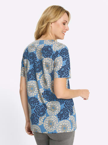 Sieh an! Longshirt in mittelblau-marine-bedruckt