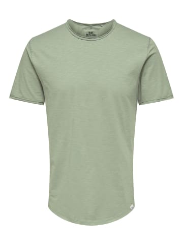 Only&Sons Langes Rundhals T-Shirt Einfarbiges Kurzarm Basic Shirt ONSBENNE in Grün-3