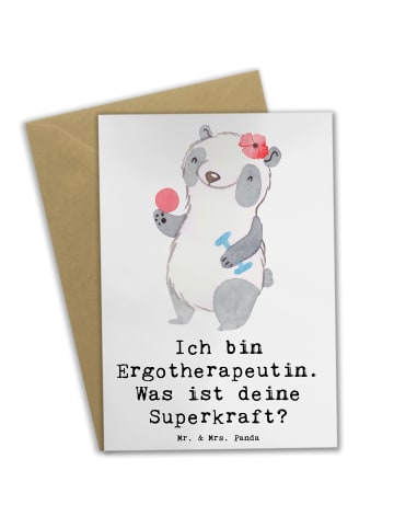 Mr. & Mrs. Panda Grußkarte Super Ergotherapeutin mit Spruch in Weiß