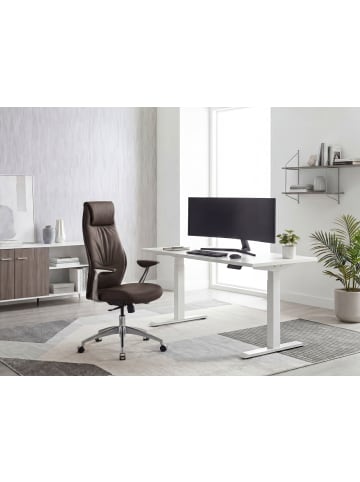 FineBuy Bürostuhl in Braun / Leder / 67x58x125