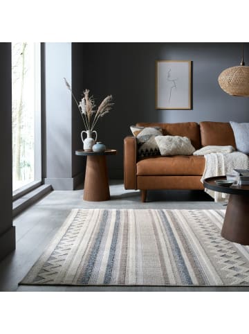 KADIMA DESIGN Waschbarer Teppich Streifen, Küche schmutzabweisend in Grau-Beige