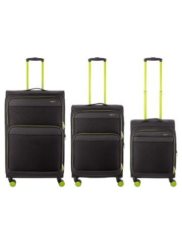 Franky 3er Koffer SET Gr. L/M/S Reisegepäck T27-F Spinner in black/neongreen