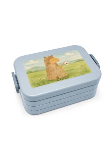 Mr. & Mrs. Panda Snackbox Alpaka Fahne Design ohne Spruch in Blau Pastell