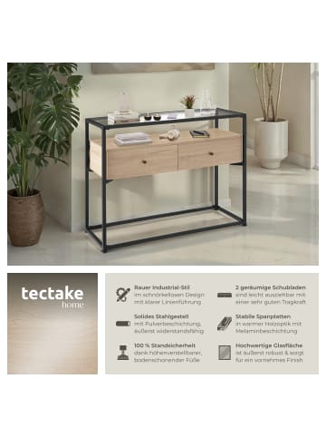 tectake Konsolentisch Reading 101,5 x 41,5 x 80,5 cm, Industrial Holz hell, Eiche Sonoma