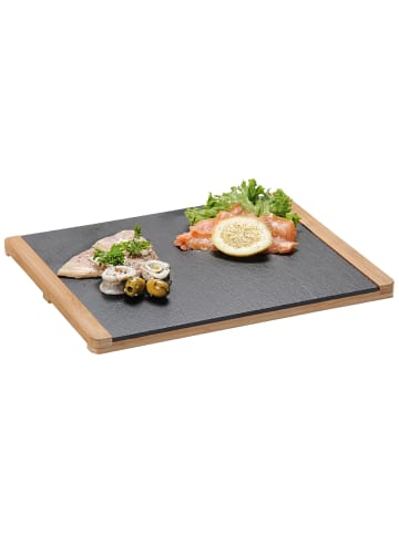 Kesper Servierbrett, Bambus, Schiefer in Anthrazitfarben, 34 x 26 cm