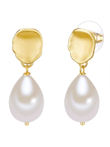 Lulu & Jane Perlen-Ohrstecker Metall-Legierung Muschelkernperle in gelbgold