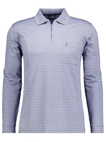 Ragman Fineliner-Poloshirt mit Reissverschluss, Langarm in Blau