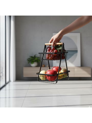 relaxdays Obst Etagere in Schwarz - (B)26 (H)34 x (T)17 cm