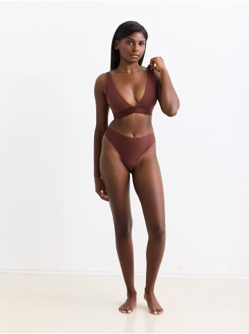 Erlich Textil  Casual Cotton bügelloser Plunge BH mittlerer Halt aus Bio-Baumwolle - verstellbare Träger in umbra