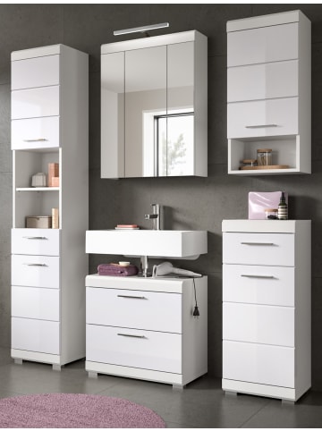 Inn.Furn Badmöbel-Set weiß Hochglanz 5-teilig 164 cm, Komplettset mit viel Stauraum