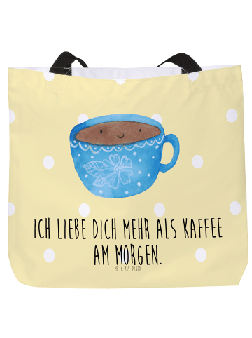 Mr. & Mrs. Panda Shopper Kaffee Tasse mit Spruch in Gelb Pastell